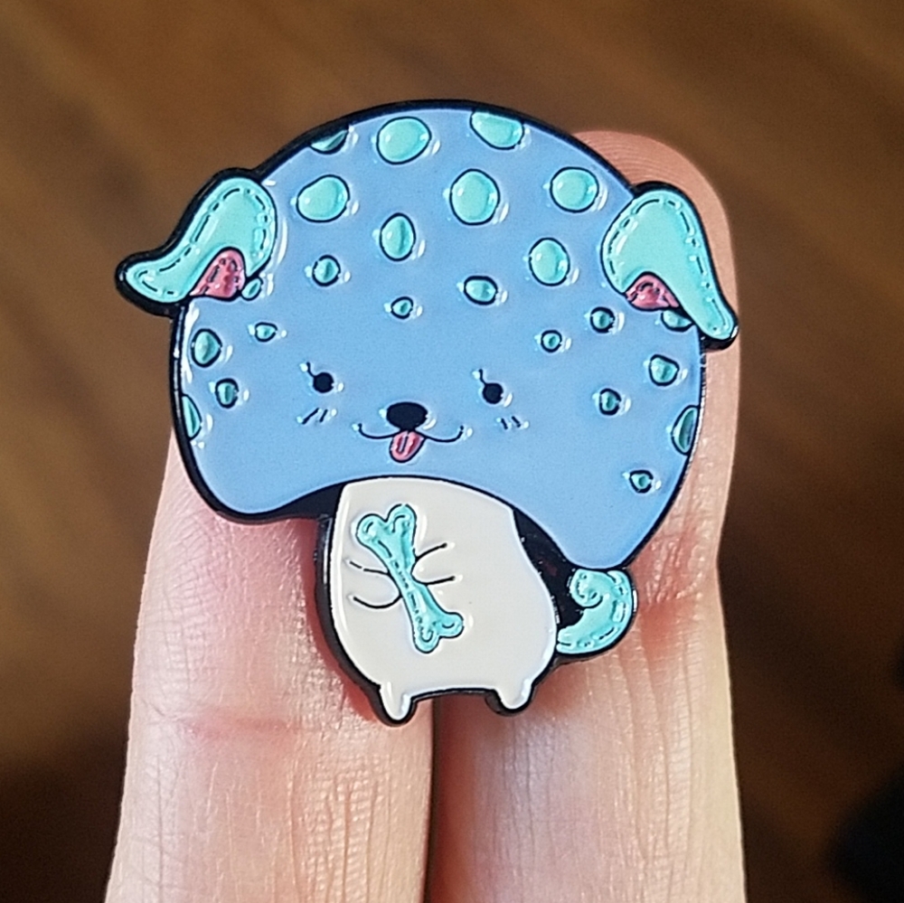 *2 for $13* Periwinkle Blue Mushroom Puppy Pin